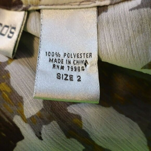 Chico's Lg Polyester Floral Sheer Pullover Blouse with 3/4 Sleeves and Beading - Picture 6 of 9